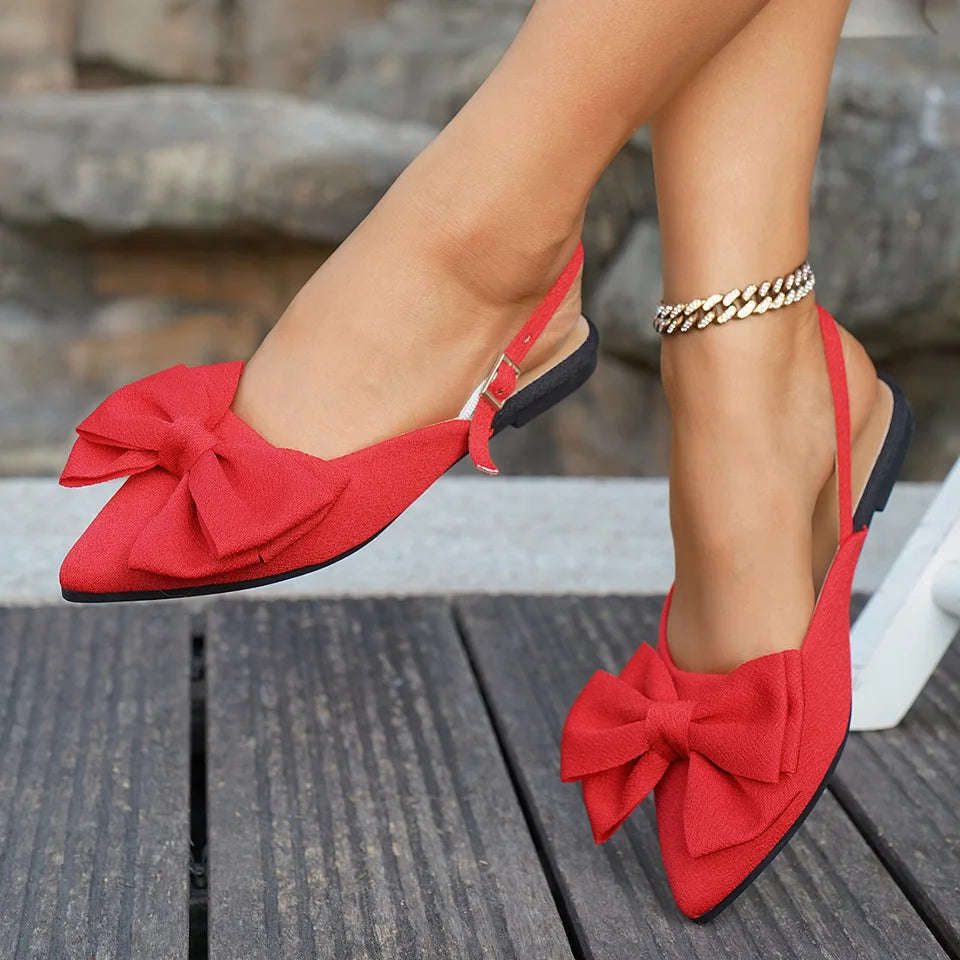 2025 New Ladies Shoes Closed Toe Women's Sandals Fashion Daily Summer Plus Size Butterfly-knot Slingbacks Flat Sandals